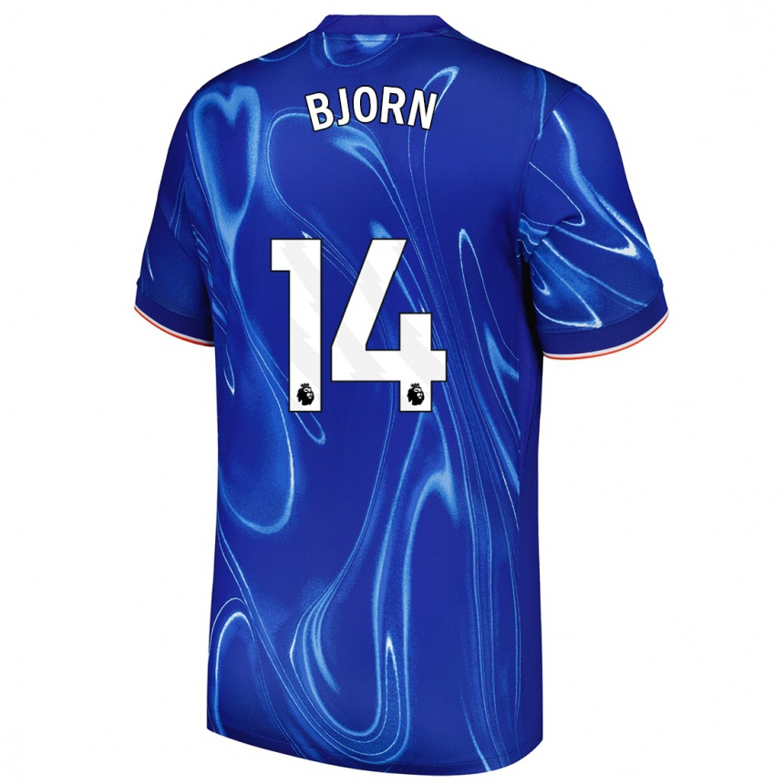 Herren Fußball Nathalie Björn #14 Blau Weiß Heimtrikot Trikot 2024/25 T-Shirt Luxemburg