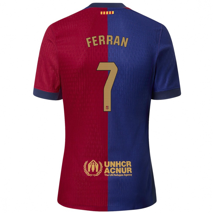 Herren Fußball Ferran Torres #7 Blau Rot Heimtrikot Trikot 2024/25 T-Shirt Luxemburg