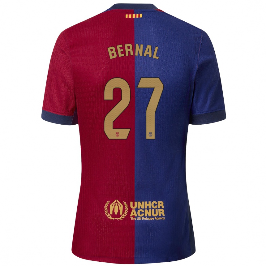 Herren Fußball Marc Bernal #27 Blau Rot Heimtrikot Trikot 2024/25 T-Shirt Luxemburg