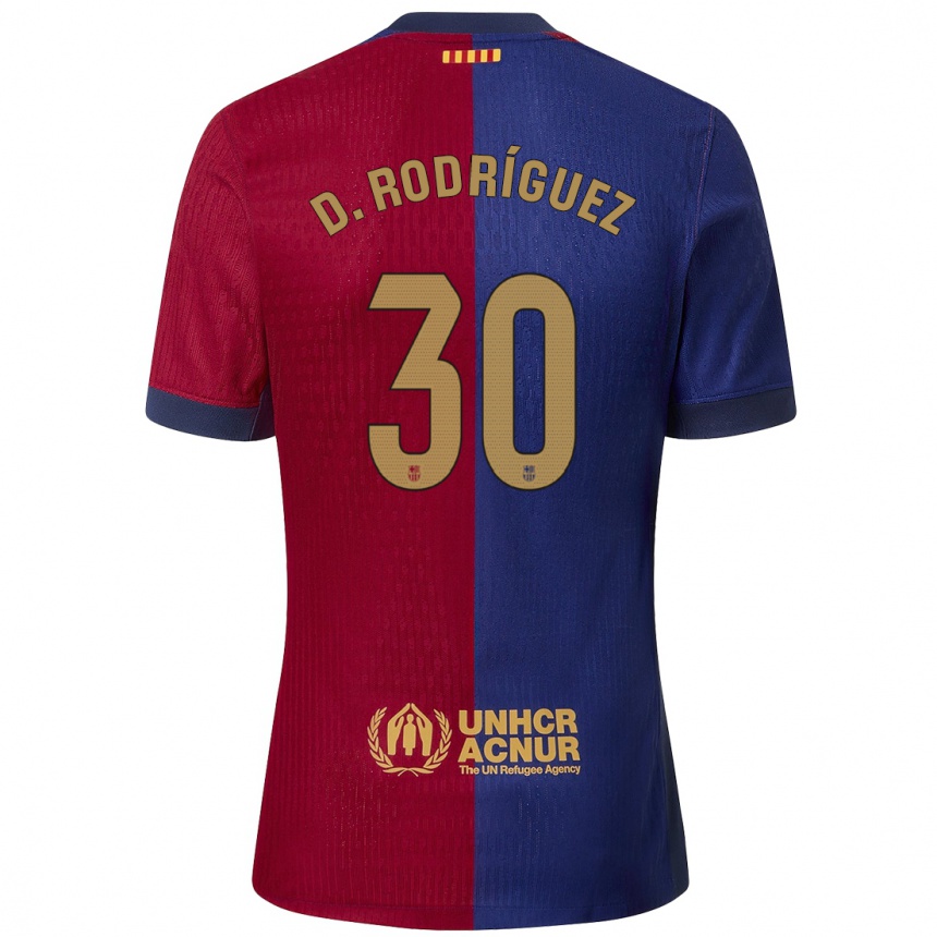 Herren Fußball Dani Rodríguez #30 Blau Rot Heimtrikot Trikot 2024/25 T-Shirt Luxemburg