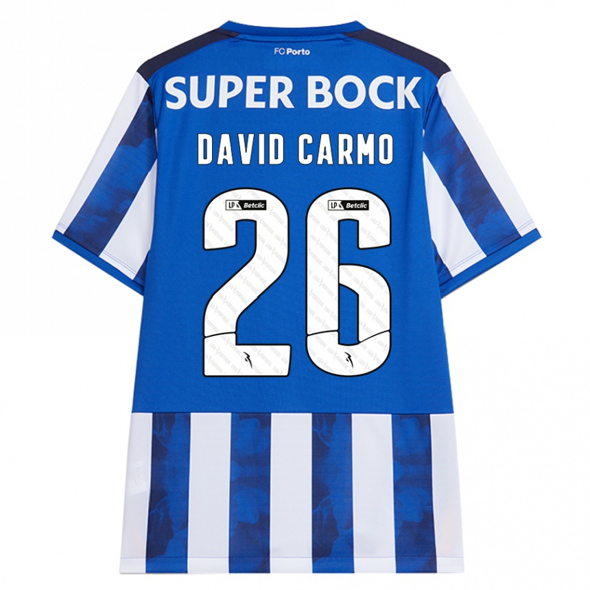 Herren Fußball David Carmo #26 Blau Weiß Heimtrikot Trikot 2024/25 T-Shirt Luxemburg