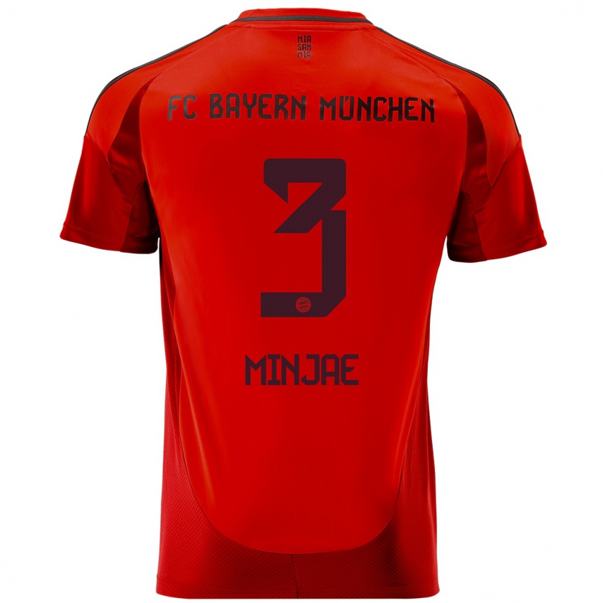 Herren Fußball Min-Jae Kim #3 Rot Heimtrikot Trikot 2024/25 T-Shirt Luxemburg