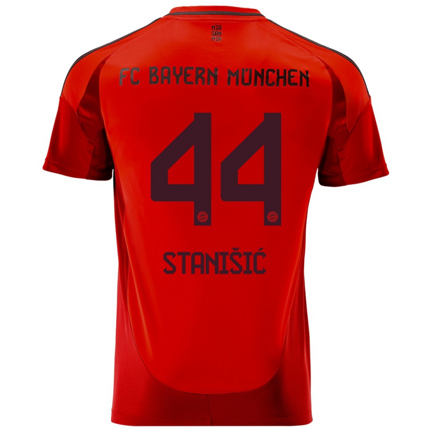 Herren Fußball Josip Stanisic #44 Rot Heimtrikot Trikot 2024/25 T-Shirt Luxemburg