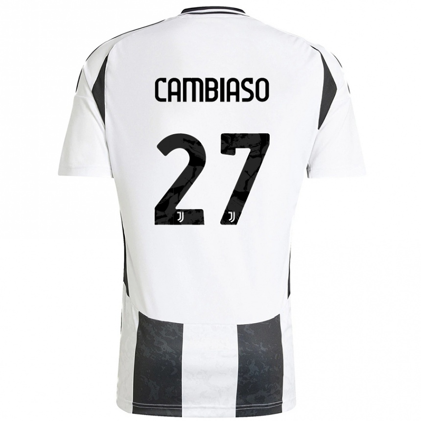 Herren Fußball Andrea Cambiaso #27 Weiß Schwarz Heimtrikot Trikot 2024/25 T-Shirt Luxemburg