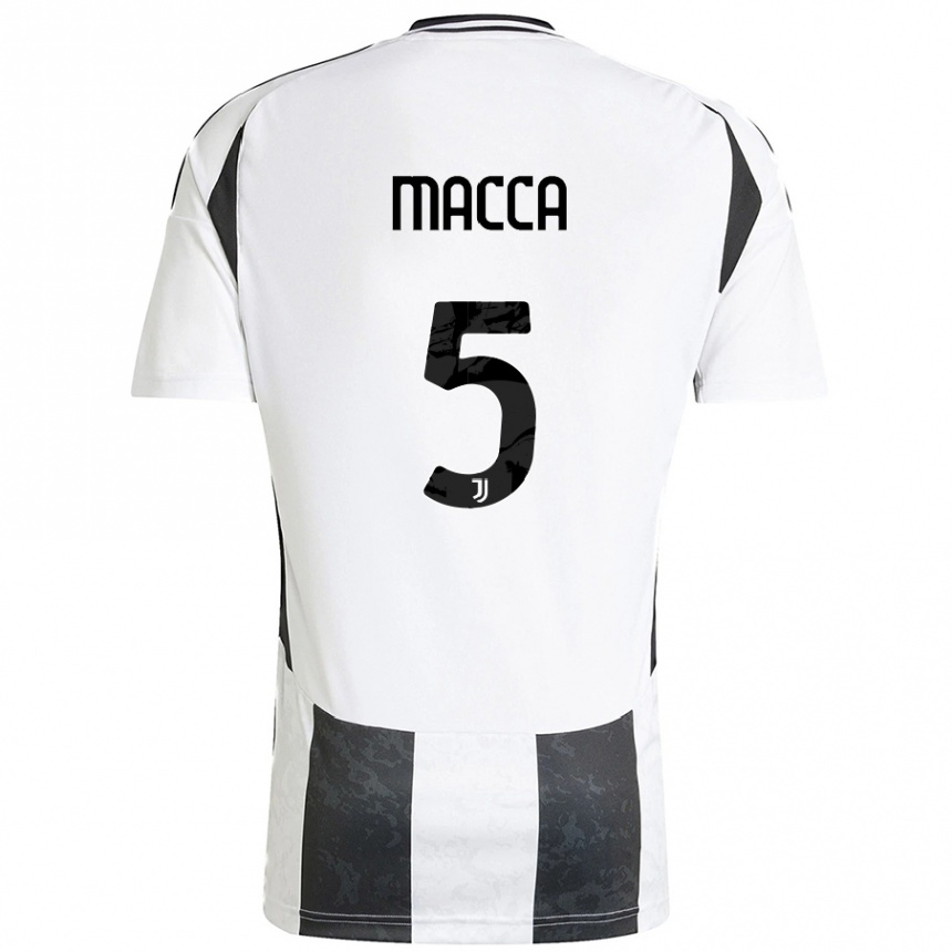 Herren Fußball Federico Macca #5 Weiß Schwarz Heimtrikot Trikot 2024/25 T-Shirt Luxemburg