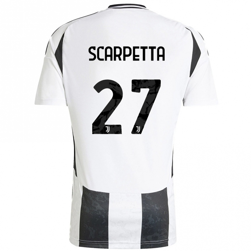 Herren Fußball Jacopo Scarpetta #27 Weiß Schwarz Heimtrikot Trikot 2024/25 T-Shirt Luxemburg