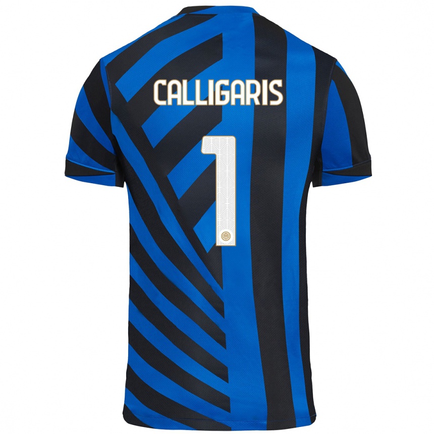 Herren Fußball Alessandro Calligaris #1 Blau Schwarz Heimtrikot Trikot 2024/25 T-Shirt Luxemburg