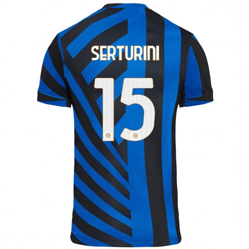 Herren Fußball Annamaria Serturini #15 Blau Schwarz Heimtrikot Trikot 2024/25 T-Shirt Luxemburg