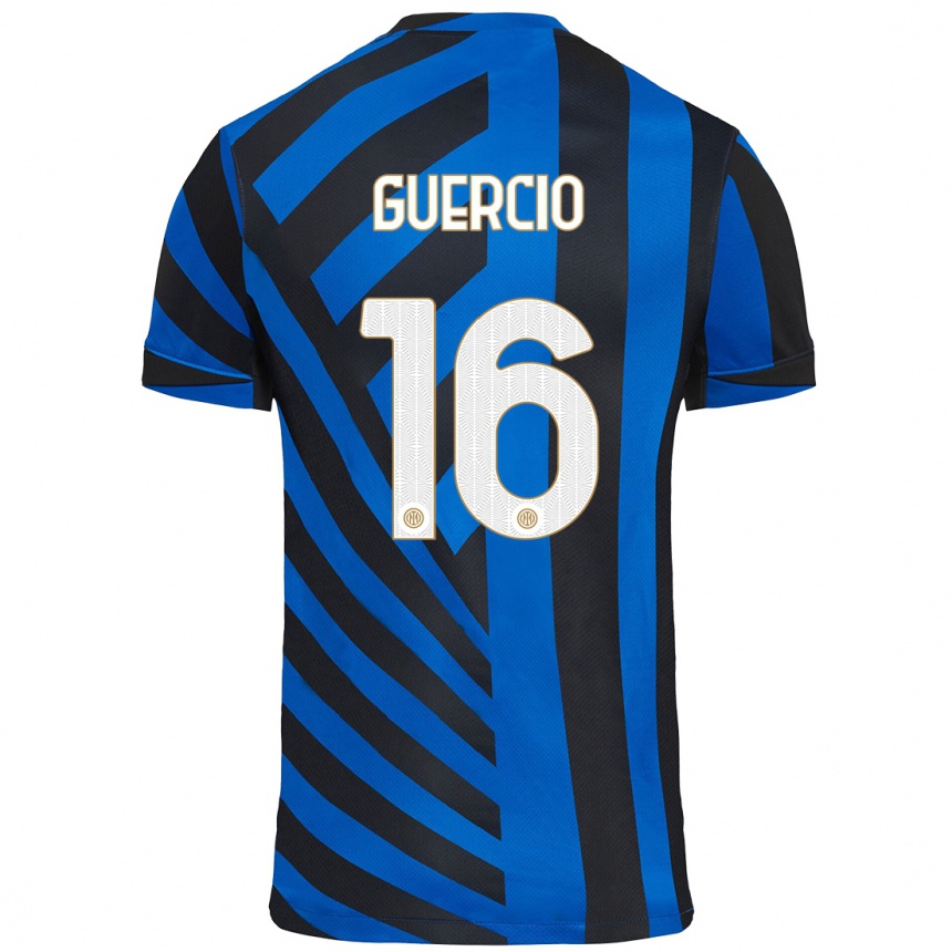 Herren Fußball Tommaso Guercio #16 Blau Schwarz Heimtrikot Trikot 2024/25 T-Shirt Luxemburg