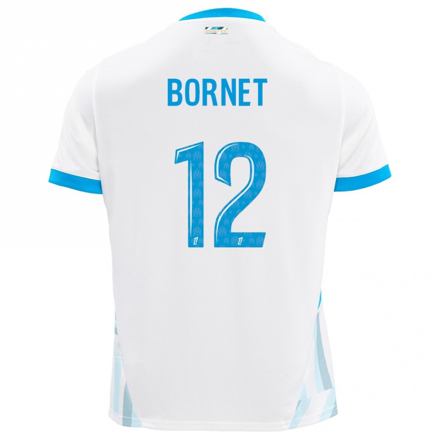 Herren Fußball Camille Bornet #12 Weiß Himmelblau Heimtrikot Trikot 2024/25 T-Shirt Luxemburg