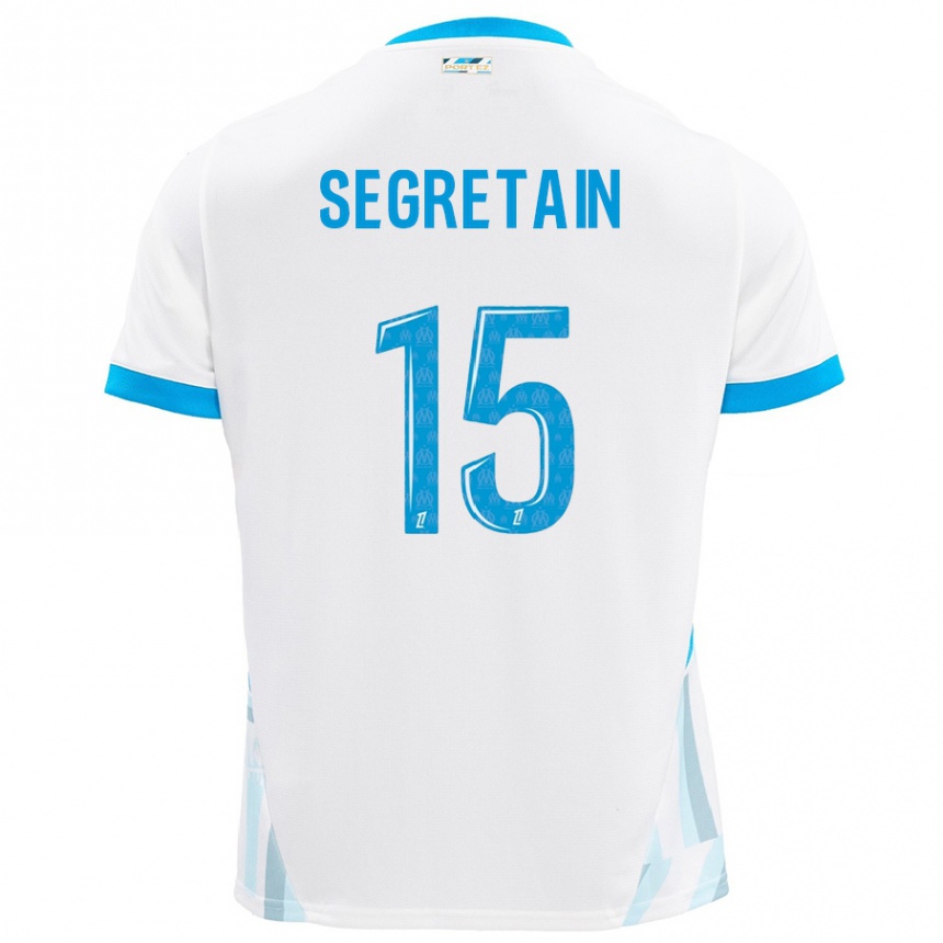 Herren Fußball Julie Ségrétain #15 Weiß Himmelblau Heimtrikot Trikot 2024/25 T-Shirt Luxemburg