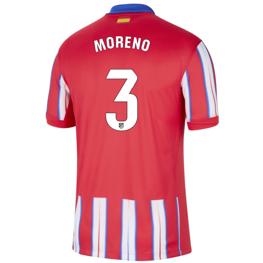 Herren Fußball Marco Moreno #3 Rot Weiß Blau Heimtrikot Trikot 2024/25 T-Shirt Luxemburg