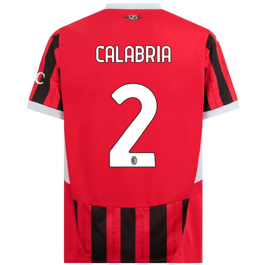 Herren Fußball Davide Calabria #2 Rot Schwarz Heimtrikot Trikot 2024/25 T-Shirt Luxemburg