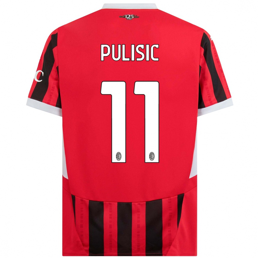 Herren Fußball Christian Pulisic #11 Rot Schwarz Heimtrikot Trikot 2024/25 T-Shirt Luxemburg