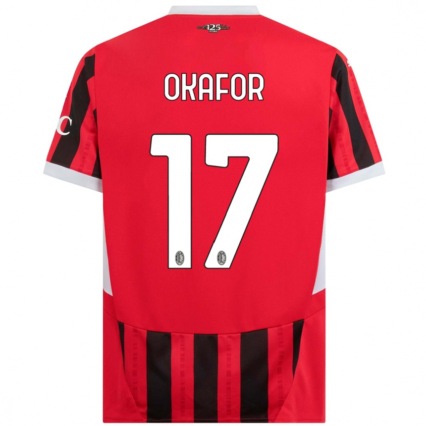 Herren Fußball Noah Okafor #17 Rot Schwarz Heimtrikot Trikot 2024/25 T-Shirt Luxemburg