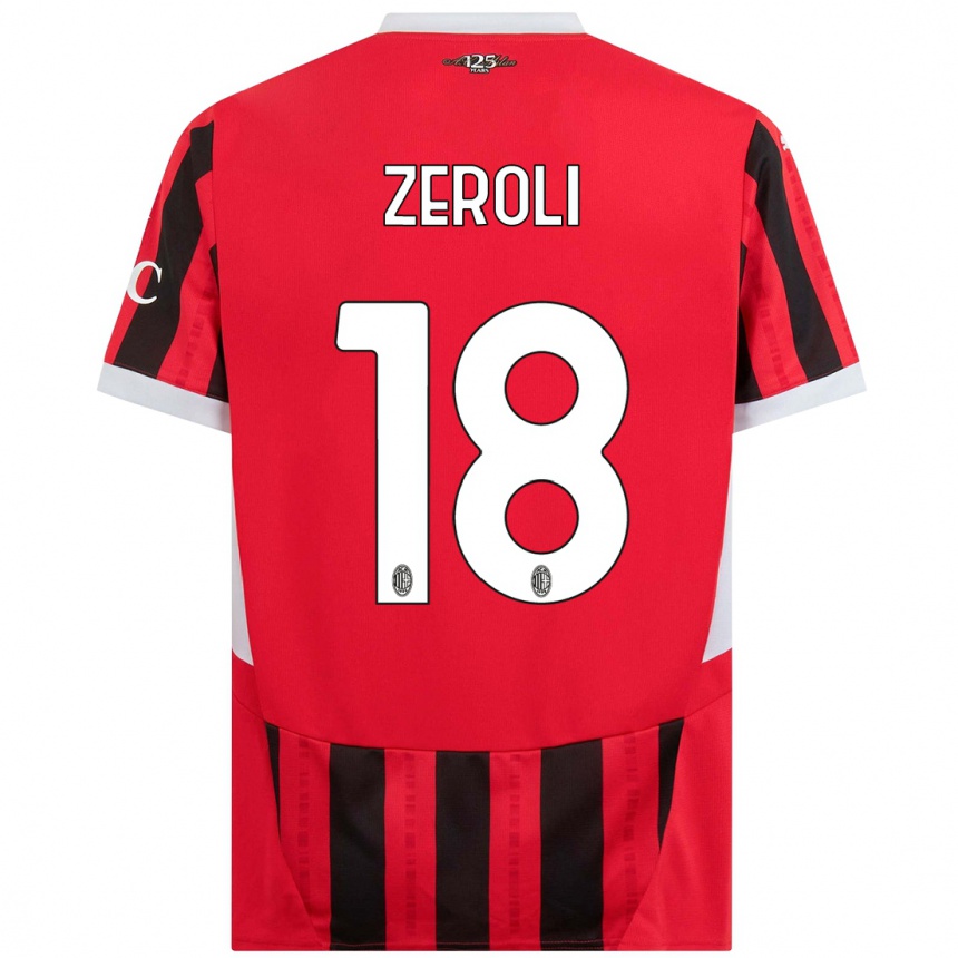 Herren Fußball Kevin Zeroli #18 Rot Schwarz Heimtrikot Trikot 2024/25 T-Shirt Luxemburg