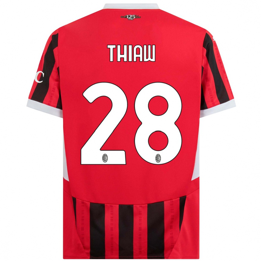 Herren Fußball Malick Thiaw #28 Rot Schwarz Heimtrikot Trikot 2024/25 T-Shirt Luxemburg