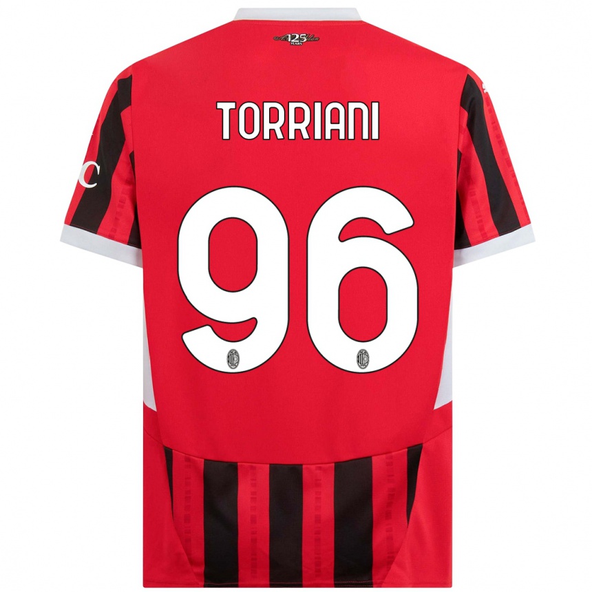 Herren Fußball Lorenzo Torriani #96 Rot Schwarz Heimtrikot Trikot 2024/25 T-Shirt Luxemburg