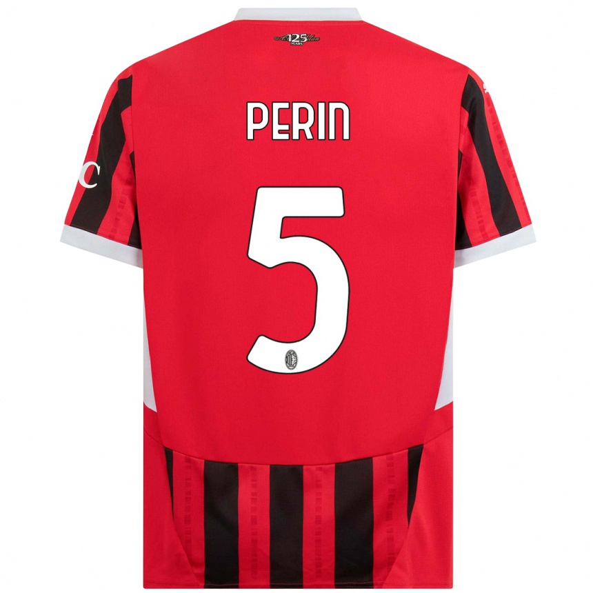 Herren Fußball Ernesto Perin #5 Rot Schwarz Heimtrikot Trikot 2024/25 T-Shirt Luxemburg