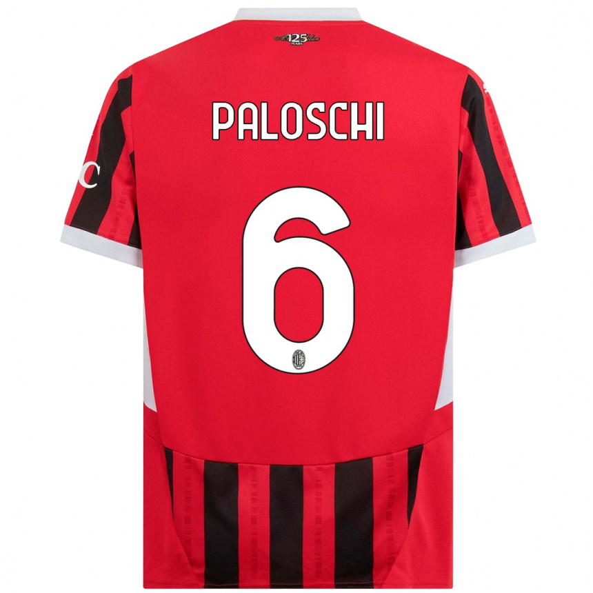 Herren Fußball Dorian Paloschi #6 Rot Schwarz Heimtrikot Trikot 2024/25 T-Shirt Luxemburg