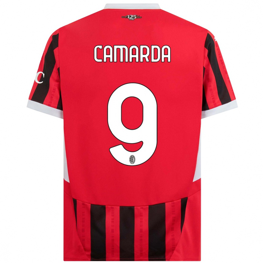 Herren Fußball Francesco Camarda #9 Rot Schwarz Heimtrikot Trikot 2024/25 T-Shirt Luxemburg