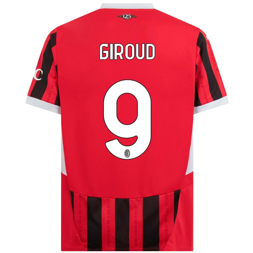 Herren Fußball Olivier Giroud #9 Rot Schwarz Heimtrikot Trikot 2024/25 T-Shirt Luxemburg