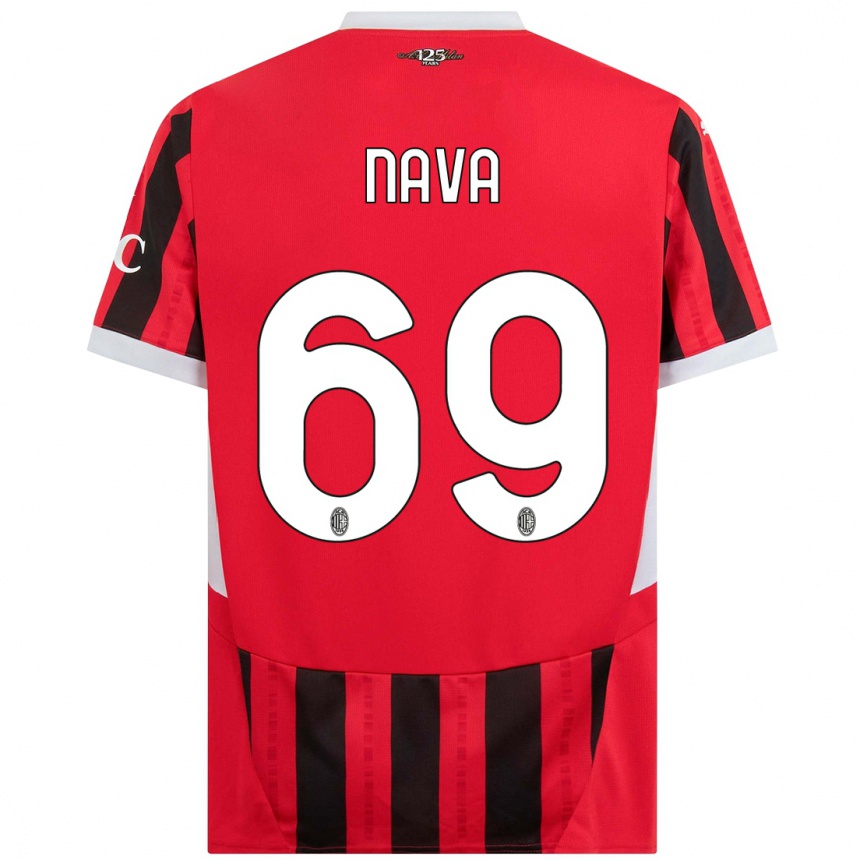 Herren Fußball Lapo Nava #69 Rot Schwarz Heimtrikot Trikot 2024/25 T-Shirt Luxemburg