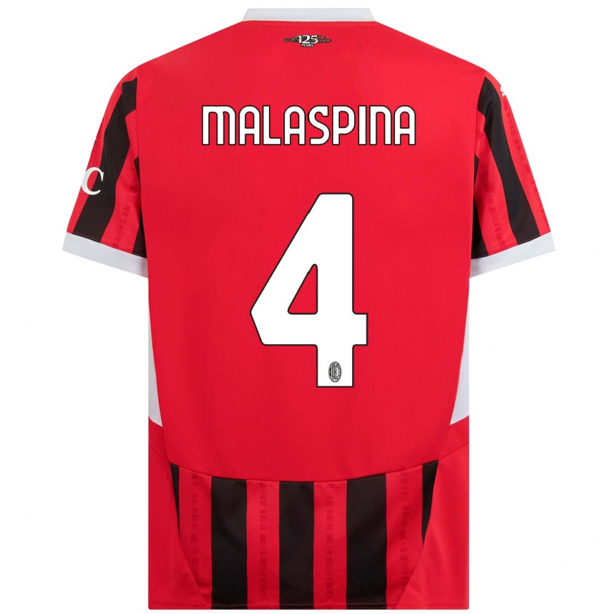 Herren Fußball Mattia Malaspina #4 Rot Schwarz Heimtrikot Trikot 2024/25 T-Shirt Luxemburg