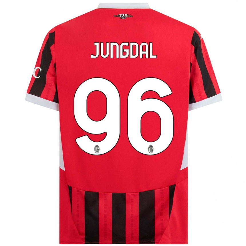 Herren Fußball Andreas Jungdal #96 Rot Schwarz Heimtrikot Trikot 2024/25 T-Shirt Luxemburg