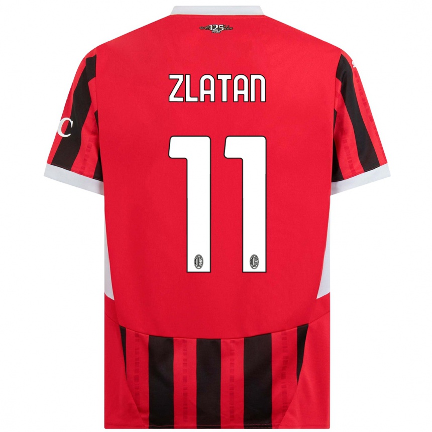 Herren Fußball Zlatan Ibrahimovic #11 Rot Schwarz Heimtrikot Trikot 2024/25 T-Shirt Luxemburg