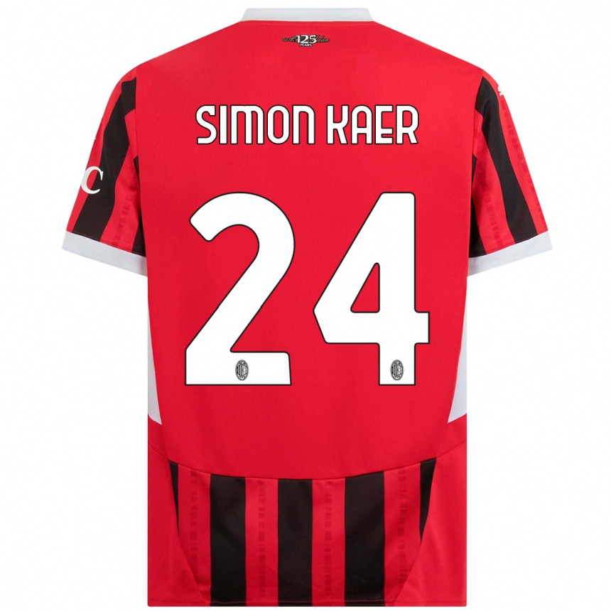 Herren Fußball Simon Kaer #24 Rot Schwarz Heimtrikot Trikot 2024/25 T-Shirt Luxemburg