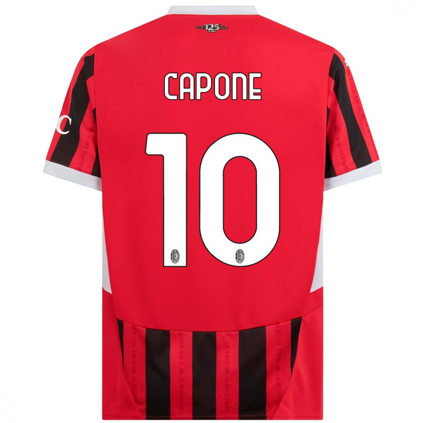 Herren Fußball Andrea Capone #10 Rot Schwarz Heimtrikot Trikot 2024/25 T-Shirt Luxemburg