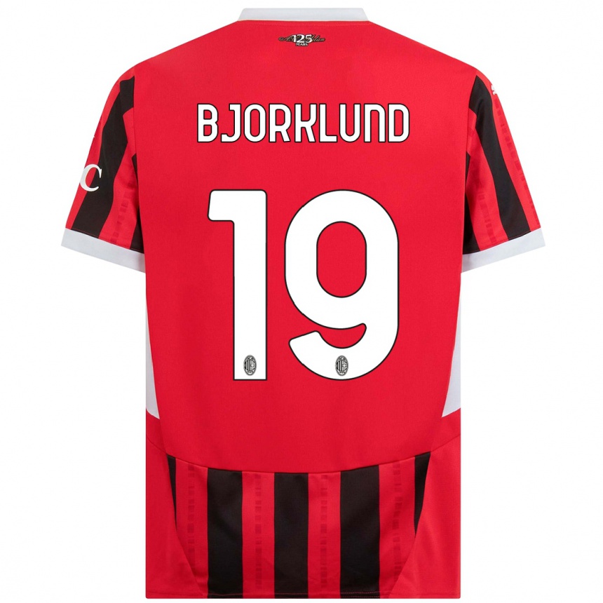 Herren Fußball Lukas Bjorklund #19 Rot Schwarz Heimtrikot Trikot 2024/25 T-Shirt Luxemburg