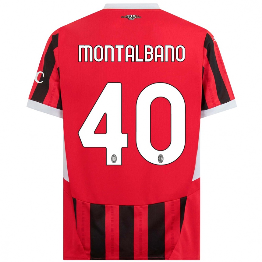 Herren Fußball Nicolo Montalbano #40 Rot Schwarz Heimtrikot Trikot 2024/25 T-Shirt Luxemburg