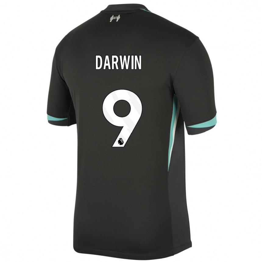 Herren Fußball Darwin Nunez #9 Schwarz Anthrazitweiß Auswärtstrikot Trikot 2024/25 T-Shirt Luxemburg