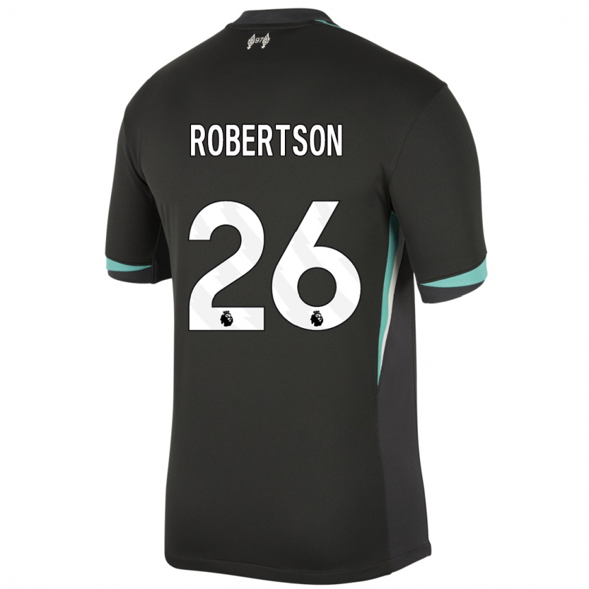 Herren Fußball Andrew Robertson #26 Schwarz Anthrazitweiß Auswärtstrikot Trikot 2024/25 T-Shirt Luxemburg