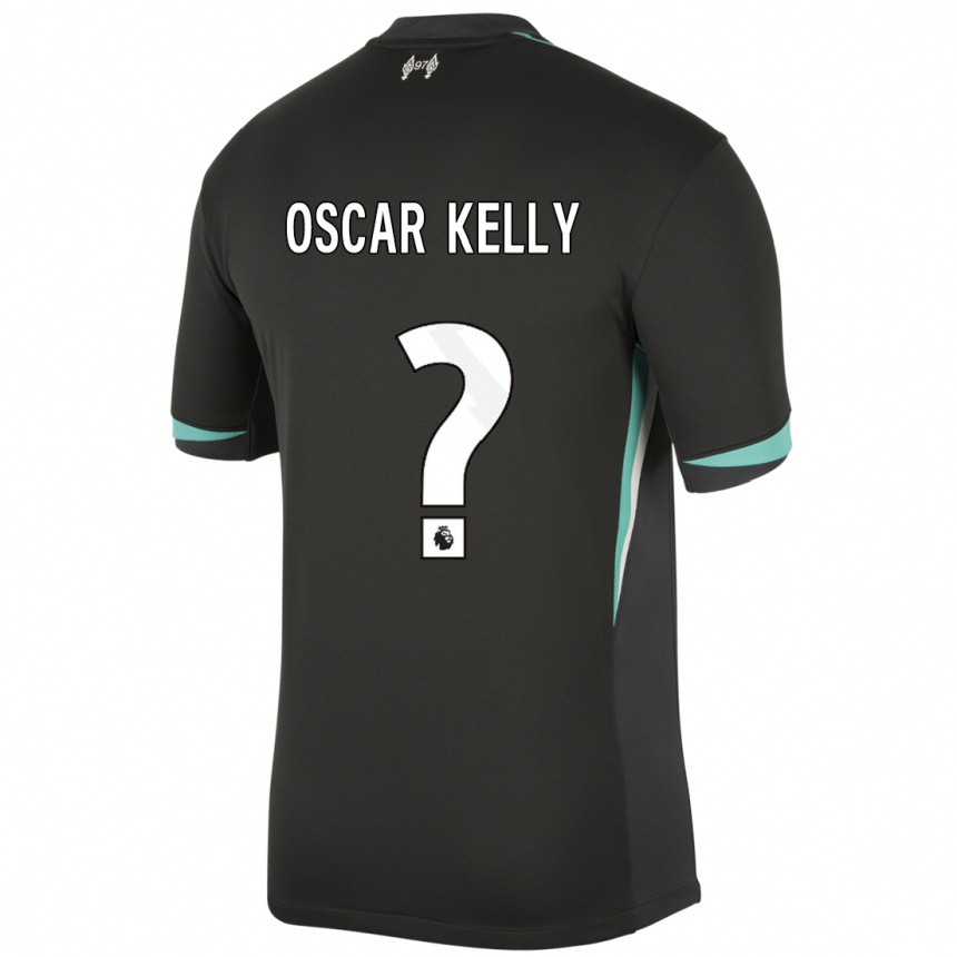 Herren Fußball Oscar Kelly #0 Schwarz Anthrazitweiß Auswärtstrikot Trikot 2024/25 T-Shirt Luxemburg