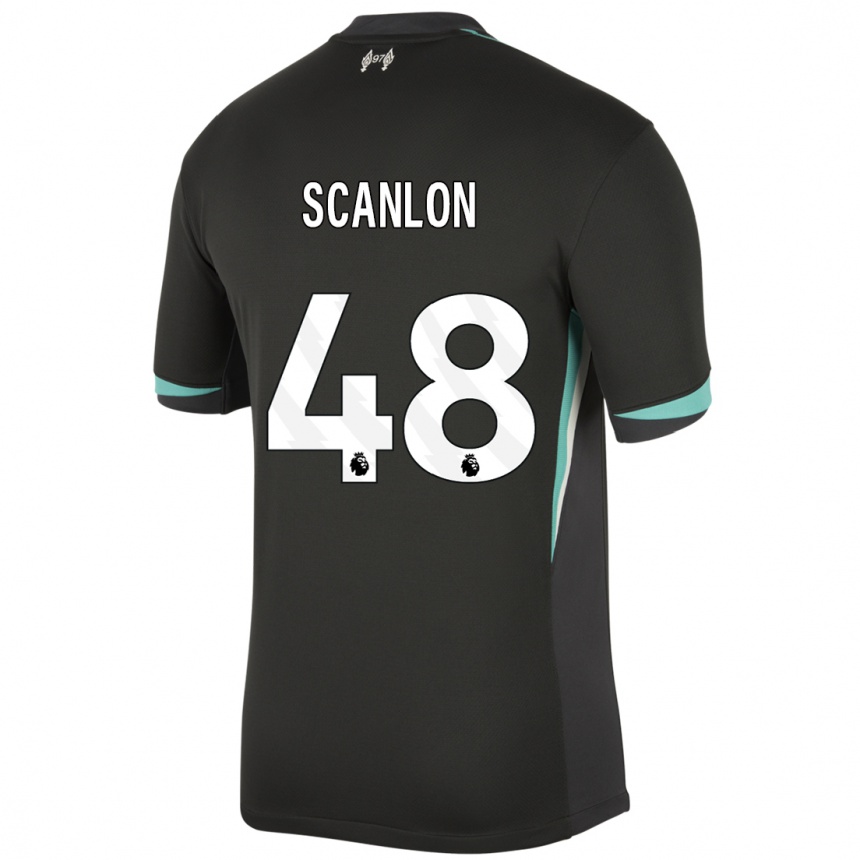 Herren Fußball Calum Scanlon #48 Schwarz Anthrazitweiß Auswärtstrikot Trikot 2024/25 T-Shirt Luxemburg