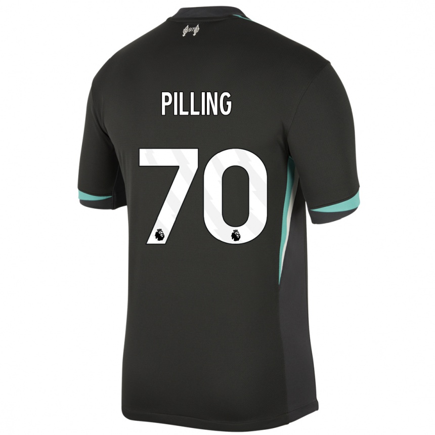 Herren Fußball Tommy Pilling #70 Schwarz Anthrazitweiß Auswärtstrikot Trikot 2024/25 T-Shirt Luxemburg