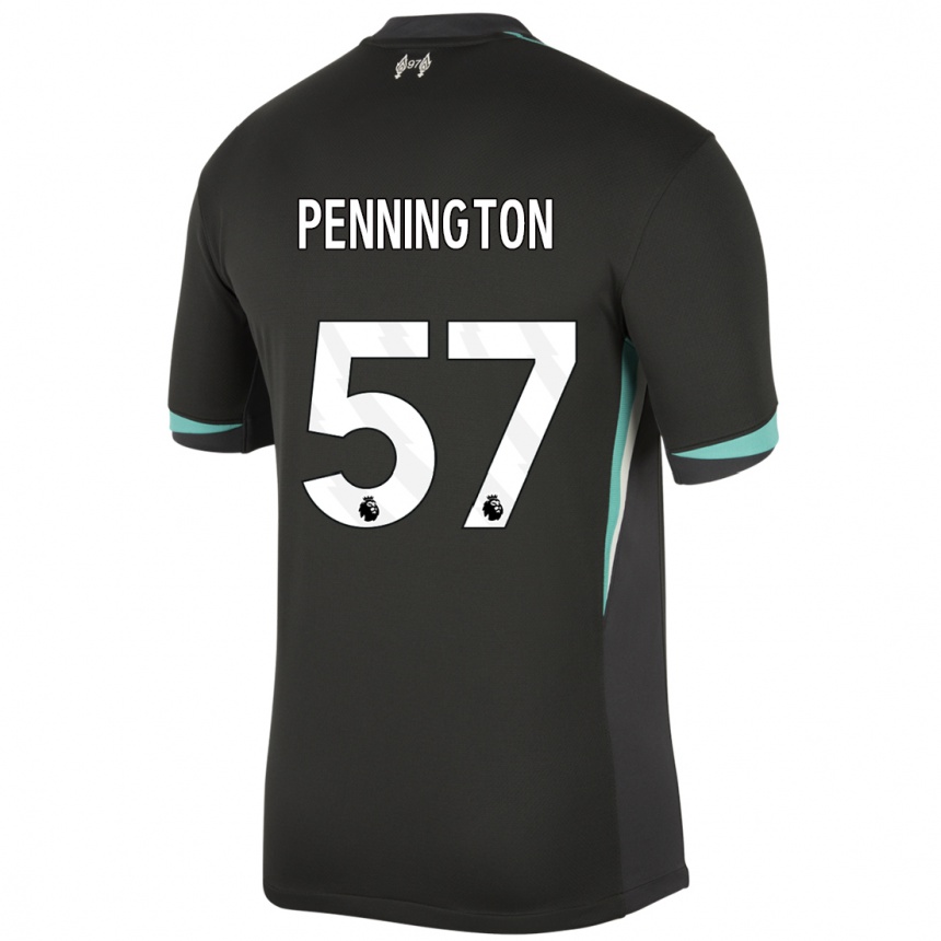 Herren Fußball Cody Pennington #57 Schwarz Anthrazitweiß Auswärtstrikot Trikot 2024/25 T-Shirt Luxemburg