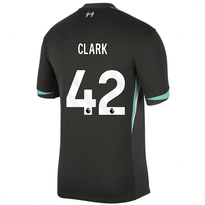 Herren Fußball Bobby Clark #42 Schwarz Anthrazitweiß Auswärtstrikot Trikot 2024/25 T-Shirt Luxemburg