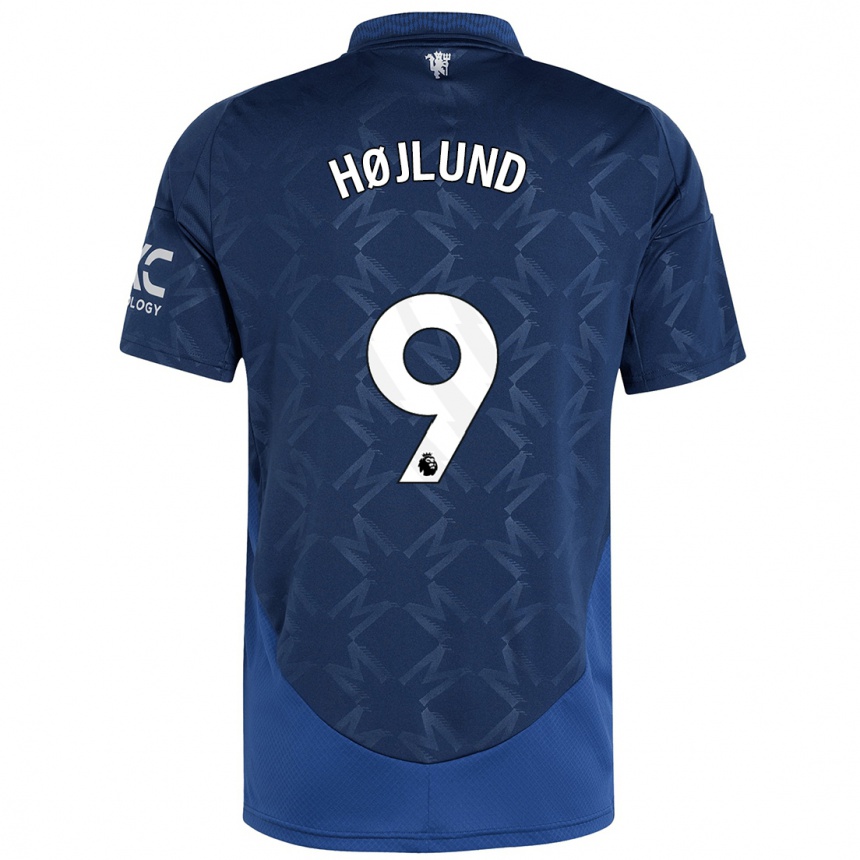 Herren Fußball Rasmus Højlund #9 Indigo Auswärtstrikot Trikot 2024/25 T-Shirt Luxemburg