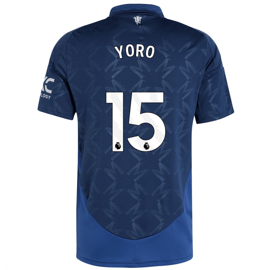 Herren Fußball Leny Yoro #15 Indigo Auswärtstrikot Trikot 2024/25 T-Shirt Luxemburg