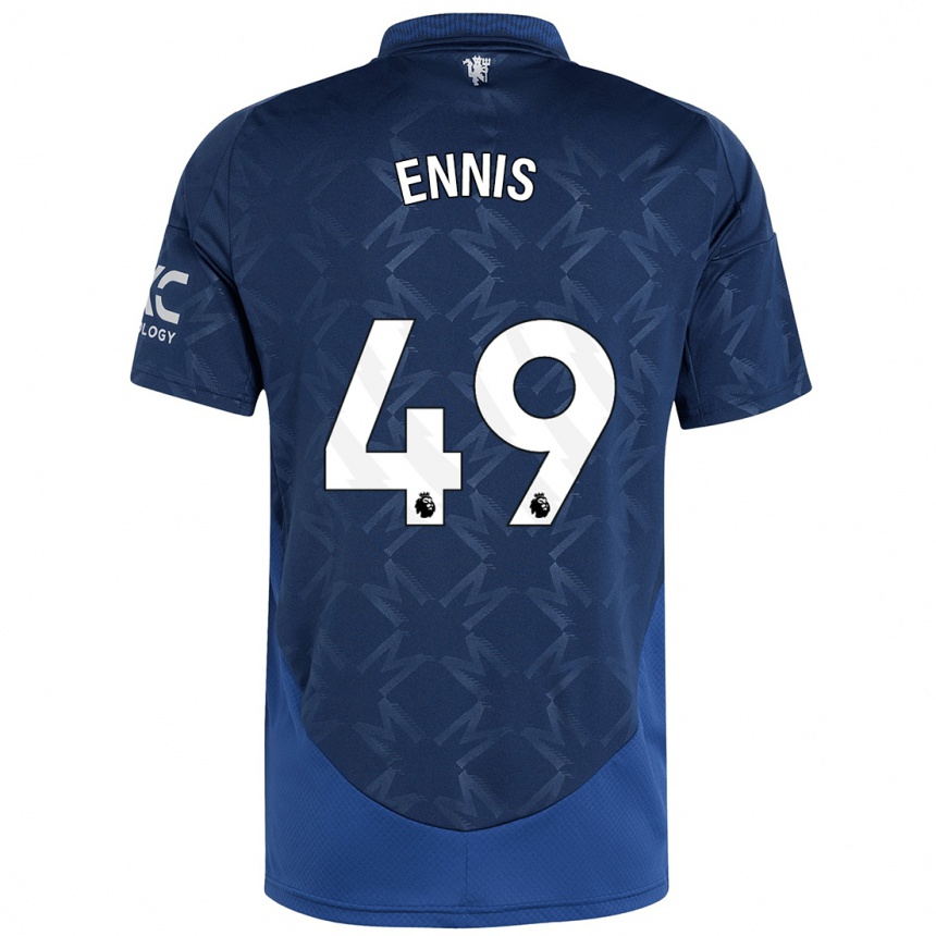 Herren Fußball Ethan Ennis #49 Indigo Auswärtstrikot Trikot 2024/25 T-Shirt Luxemburg