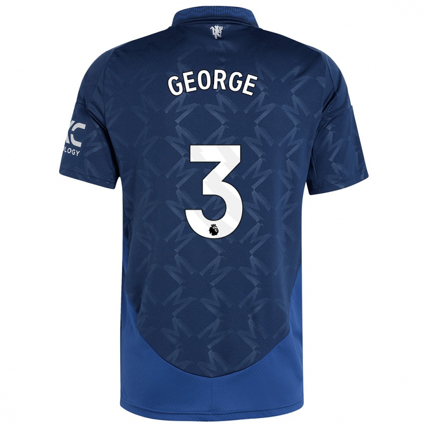 Herren Fußball Gabby George #3 Indigo Auswärtstrikot Trikot 2024/25 T-Shirt Luxemburg