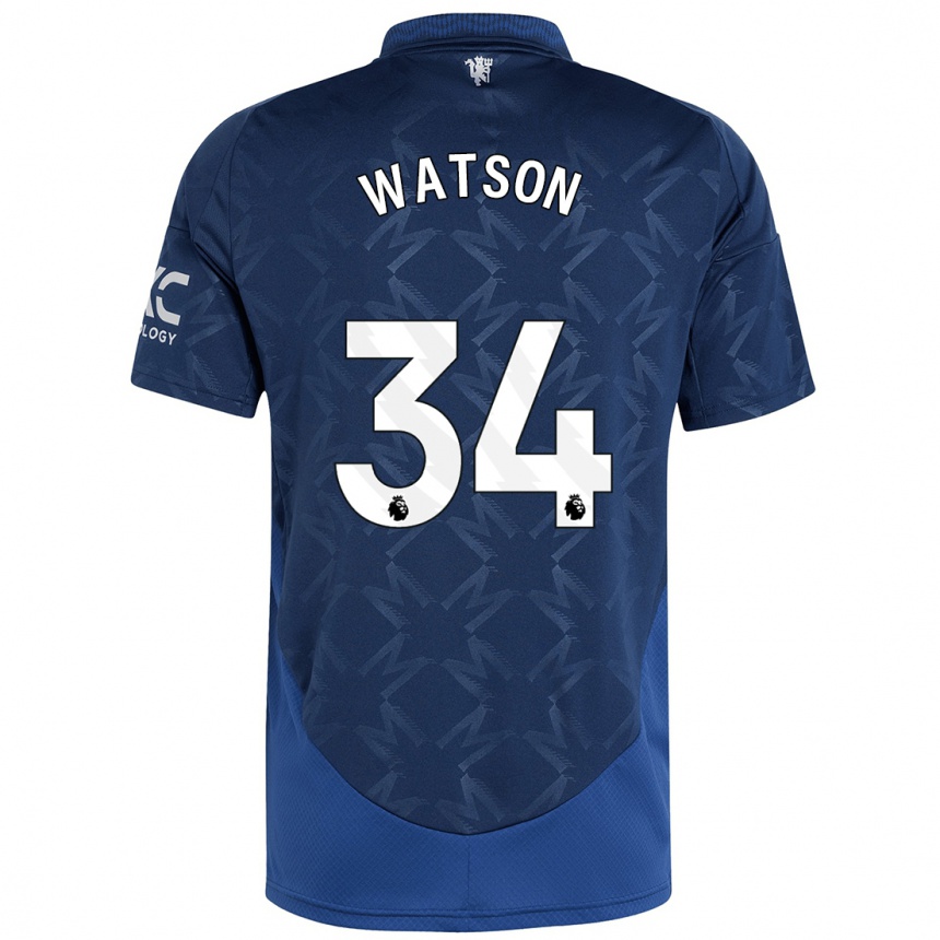 Herren Fußball Emma Watson #34 Indigo Auswärtstrikot Trikot 2024/25 T-Shirt Luxemburg