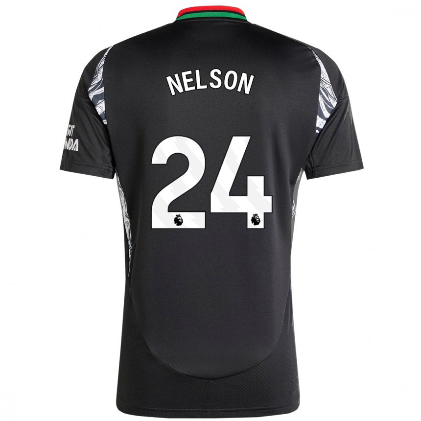 Herren Fußball Reiss Nelson #24 Schwarz Auswärtstrikot Trikot 2024/25 T-Shirt Luxemburg