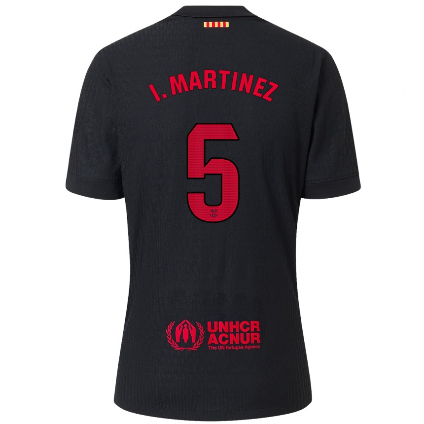 Herren Fußball Iñigo Martínez #5 Schwarz Rot Auswärtstrikot Trikot 2024/25 T-Shirt Luxemburg