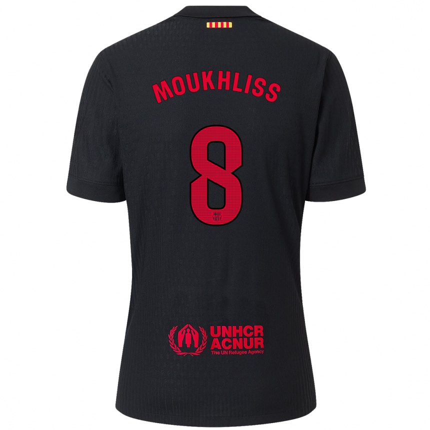 Herren Fußball Moha Moukhliss #8 Schwarz Rot Auswärtstrikot Trikot 2024/25 T-Shirt Luxemburg