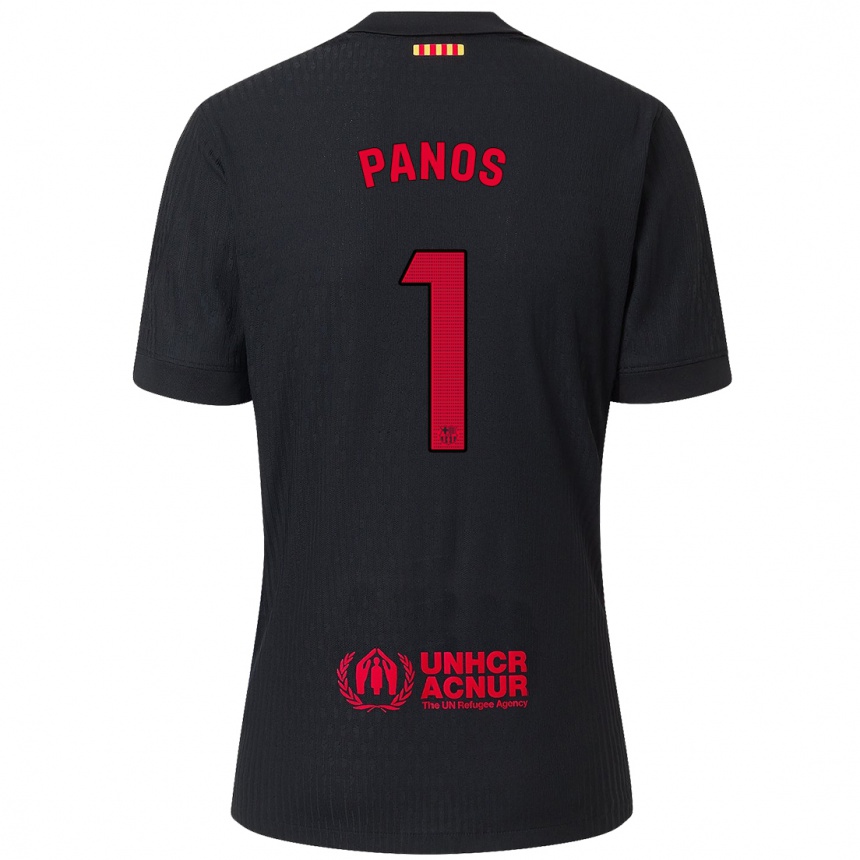 Herren Fußball Sandra Panos #1 Schwarz Rot Auswärtstrikot Trikot 2024/25 T-Shirt Luxemburg